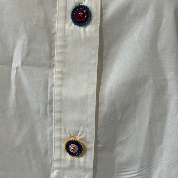 TORY BURCH White Marguerite Shell Sleeveless Top Decorative Buttons Shirt Sz 4 - Picture 5 of 13